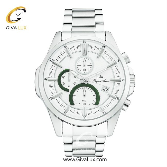 ساعت مچی اورجینال مردانه LdA سه موتوره کرنوگراف نقره ای | نقره ای| نقره ای| کد رفرنس 2493